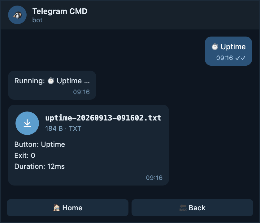 Uptime delivered as a small Telegram file